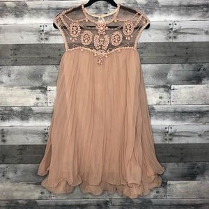 Bead Embellished, Pleated, Babydoll Dress